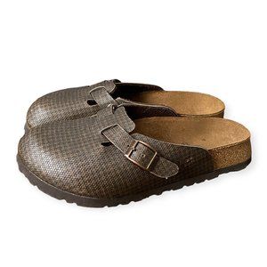Birkis Birkenstock Brown and Black Plaid Leather Clogs Women's 5 - 5.5